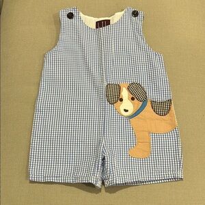 Lil Cactus Puppy Appliqué Seersucker Romper